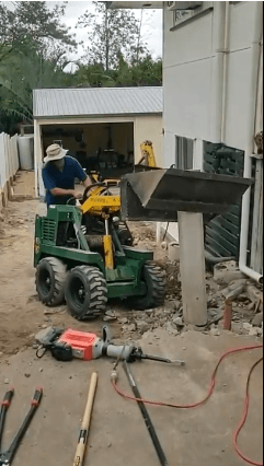 Small machine incredible power. Our Kanga is so versatile it made this solid concrete coloum with 4 Rio bars come down with ease 01