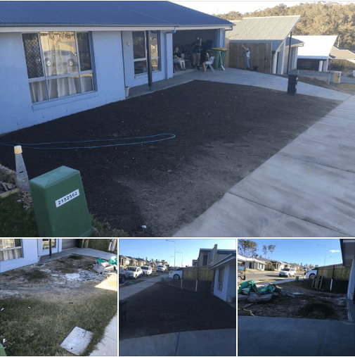 Hayden Rogers wet hire removed 4.2t of concrete and dirt. Leveled out the land and added a layer of top soil ready to lay the turf. Come up a treat