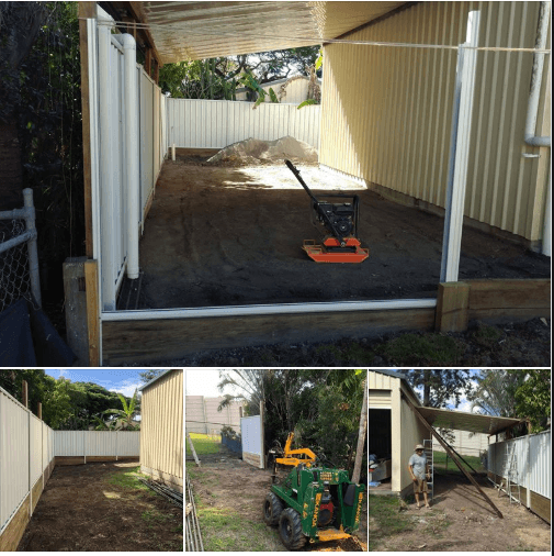 Fence and Gazebo built area filled with dirt and compacted ready for paving