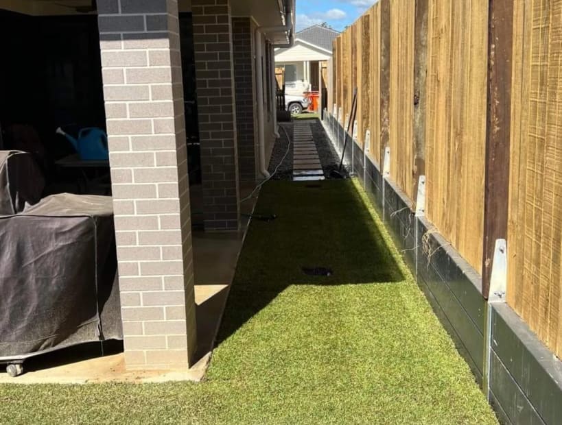 Timber fencing gates and side house access and paving areas 6