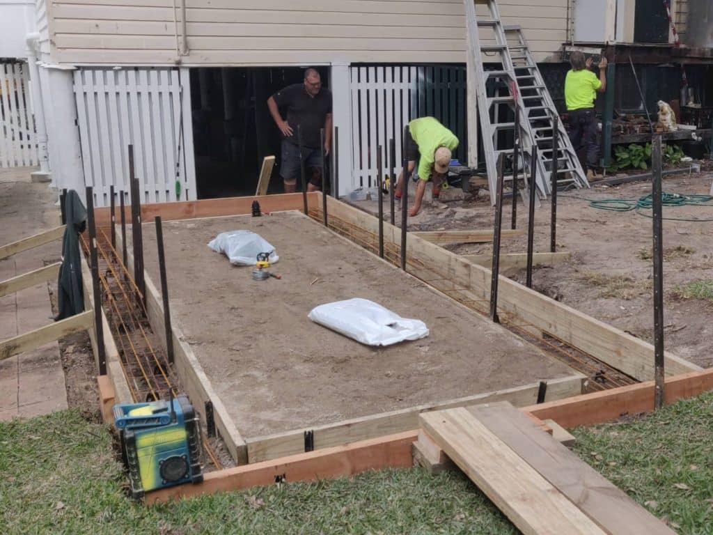 Concrete slab for above ground pool Rogers Little Loaders