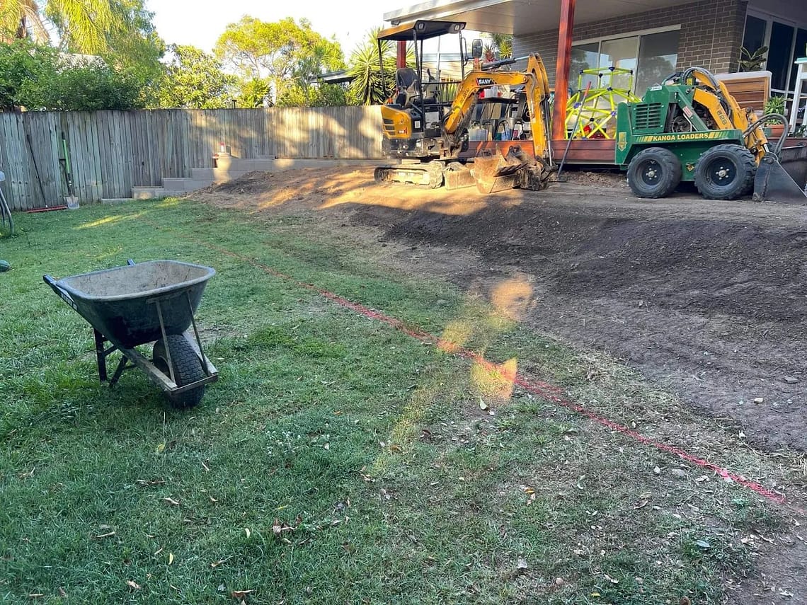 Graded sloped yard